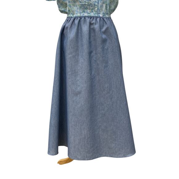 VTG Day Dress The Jones Girl Sz 12 Blue Floral Midi Pleated Feminine 50s 60s - Picture 3 of 13